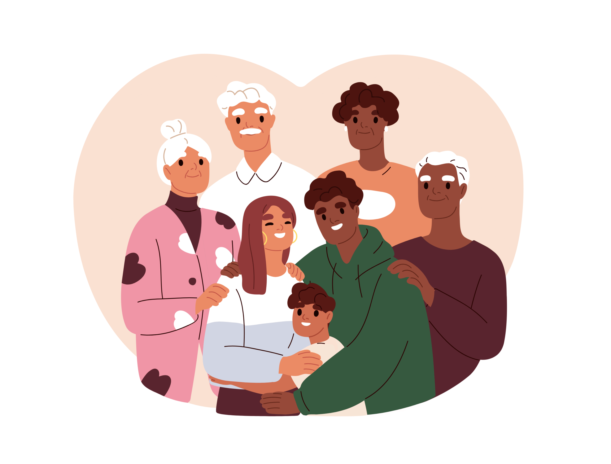 Illustration d'une famille multigénérationnelle